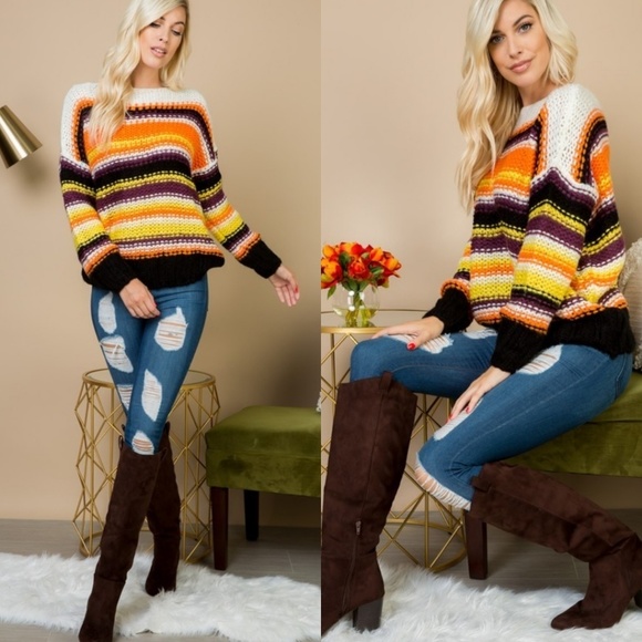 BOGO FREE! Gorgeous striped thick knit sweater - Picture 5 of 8